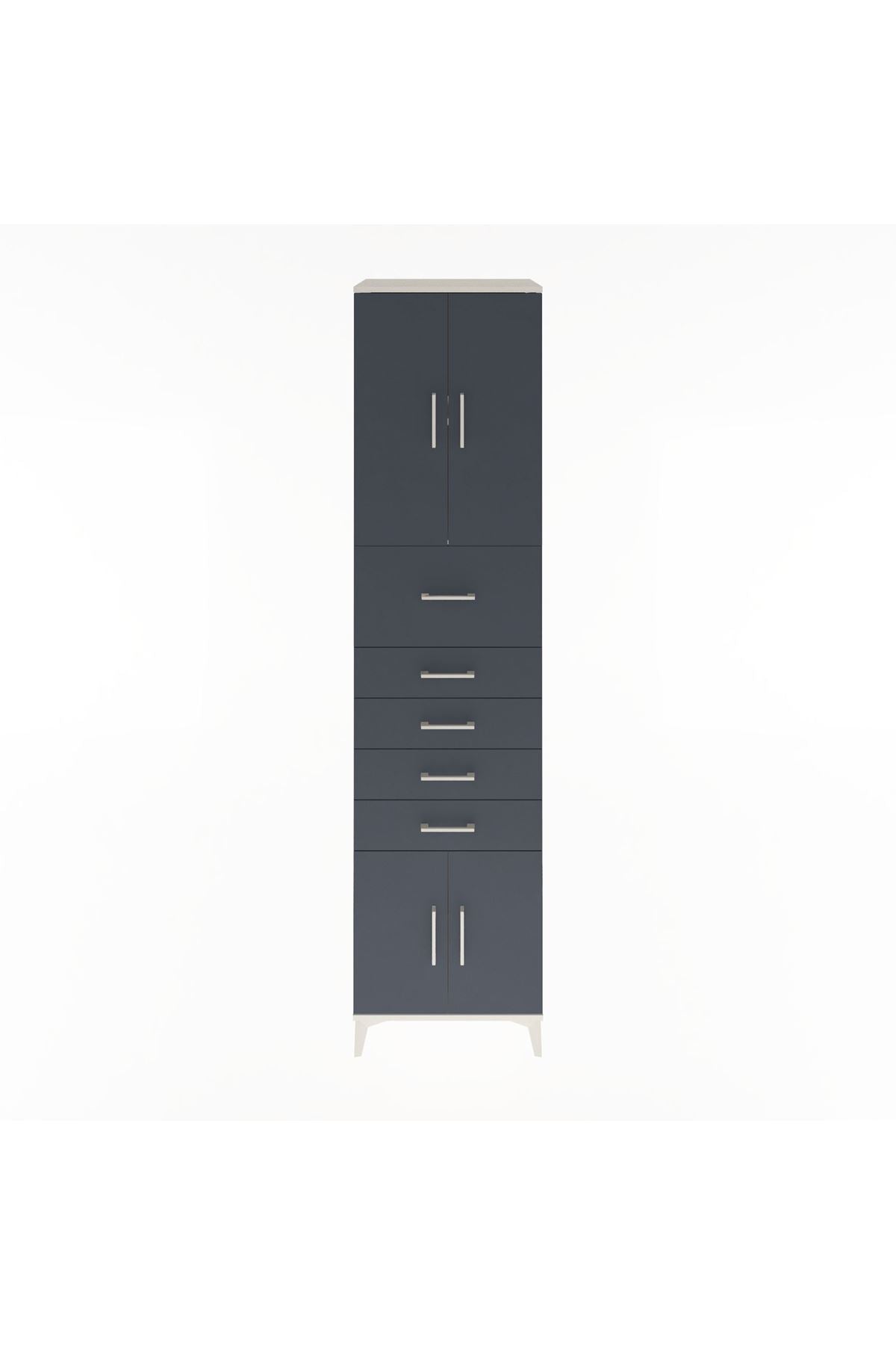 Hyperion Dolap 2 Raflı 5 Çekmeceli 4 Kapaklı 60x44x243 Aytaşı-Antrasit