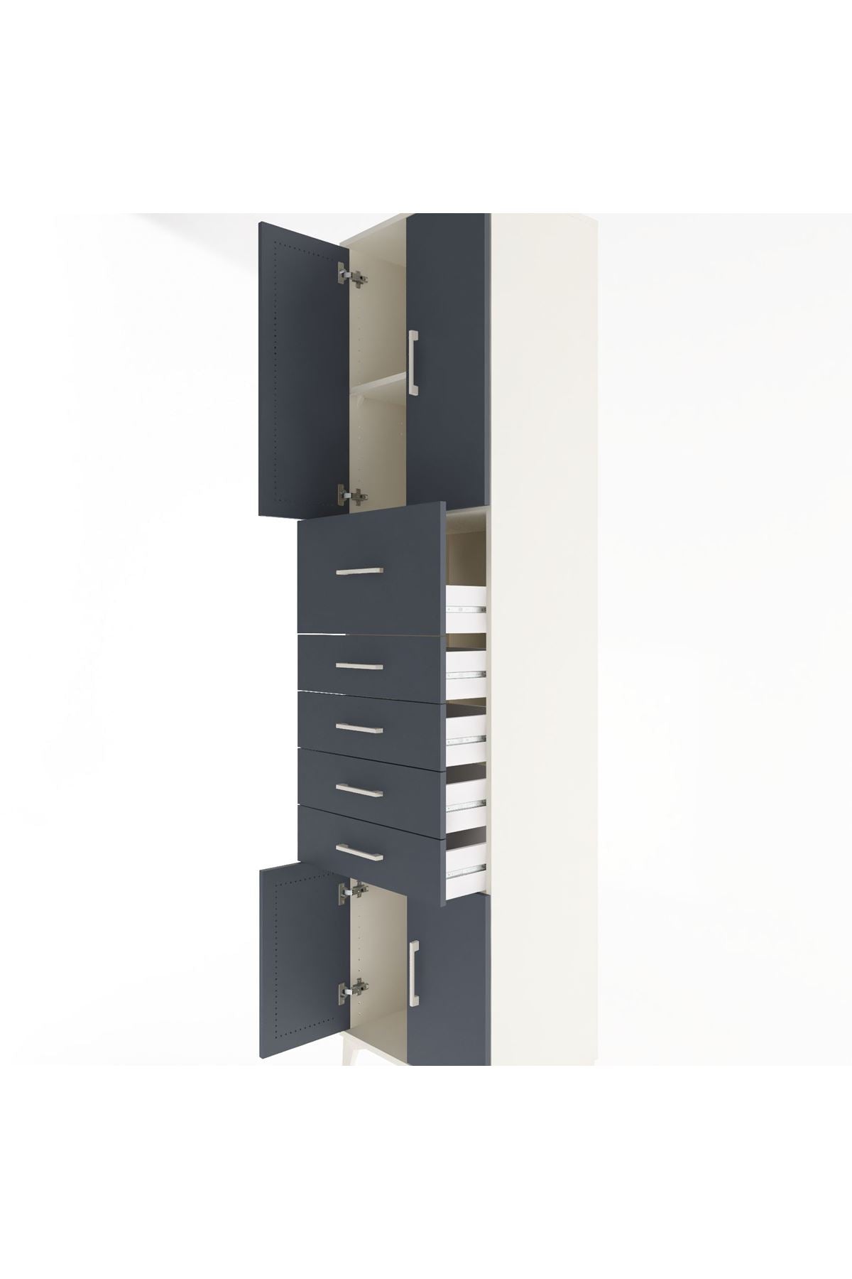 Hyperion Dolap 2 Raflı 5 Çekmeceli 4 Kapaklı 60x44x243 Aytaşı-Antrasit