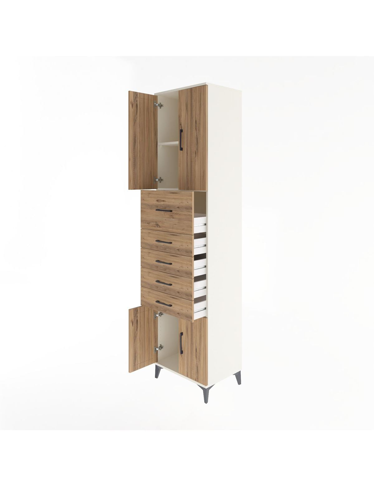 Hyperion Dolap 2 Raflı 5 Çekmeceli 4 Kapaklı 60x44x243 - S65M040V3B