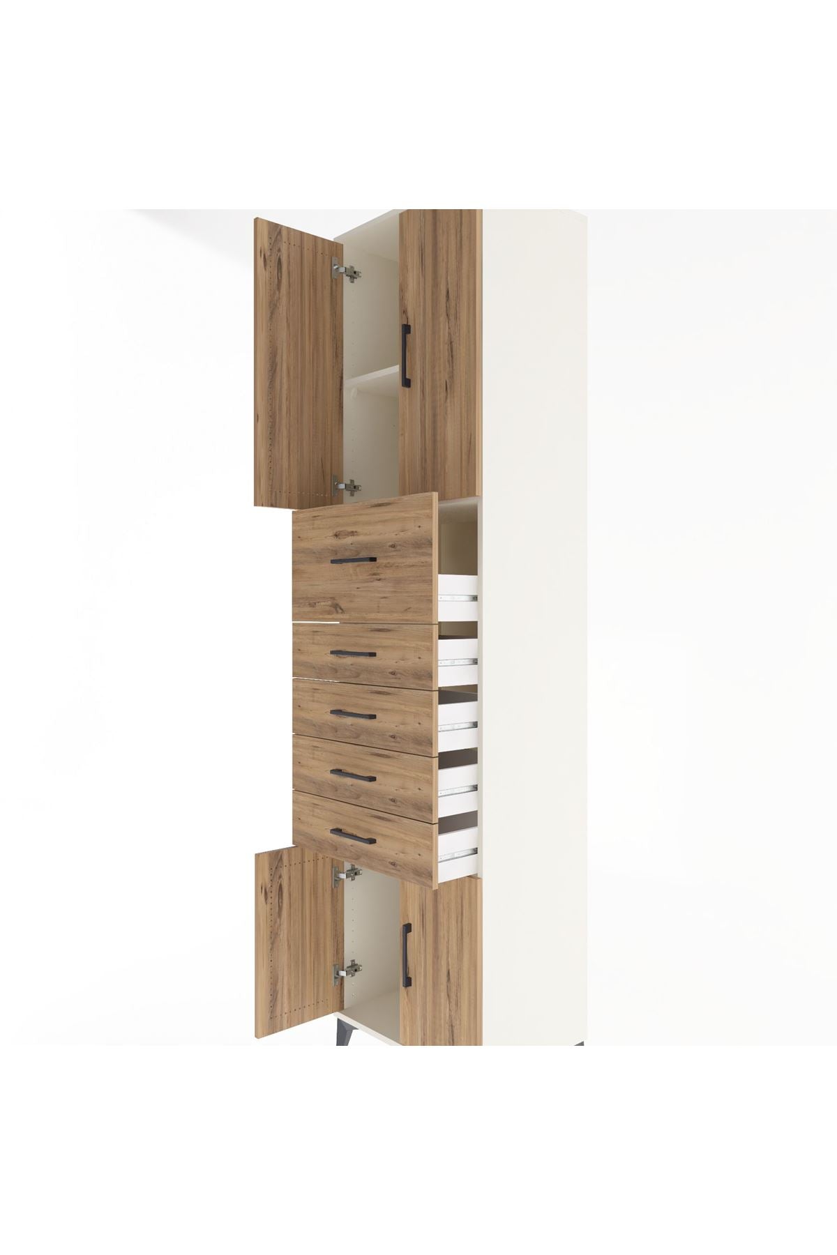 Hyperion Dolap 2 Raflı 5 Çekmeceli 4 Kapaklı 60x44x243 Aytaşı-Çam