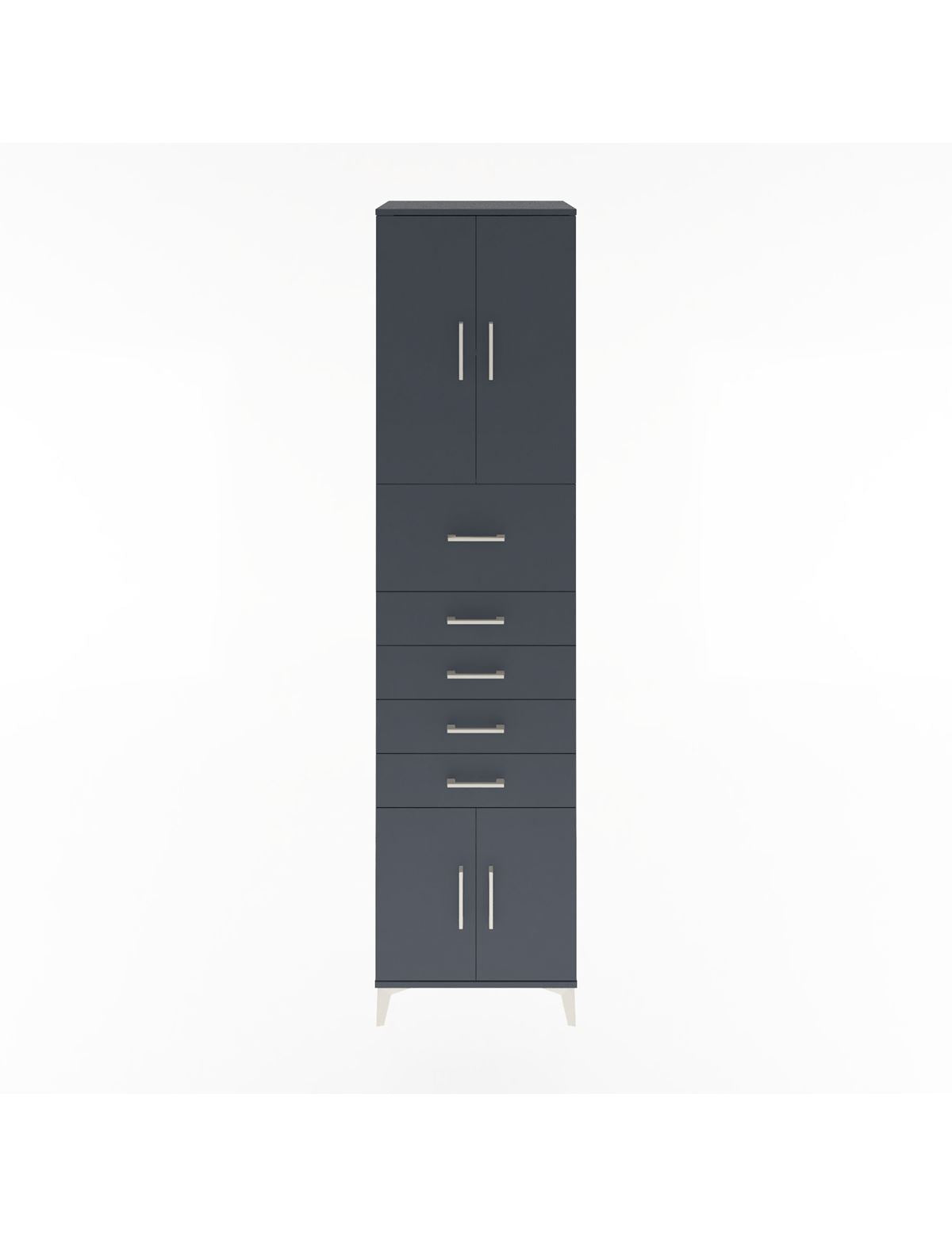 Hyperion Dolap 2 Raflı 5 Çekmeceli 4 Kapaklı 60x44x243 Antrasit-Antrasit