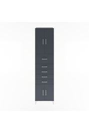 Hyperion Dolap 2 Raflı 5 Çekmeceli 4 Kapaklı 60x44x243 Antrasit-Antrasit