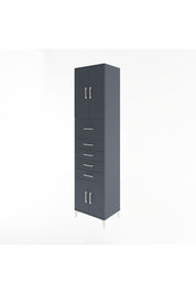 Hyperion Dolap 2 Raflı 5 Çekmeceli 4 Kapaklı 60x44x243 Antrasit-Antrasit