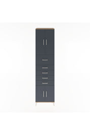 Hyperion Dolap 2 Raflı 5 Çekmeceli 4 Kapaklı 60x44x243 Çam-Antrasit