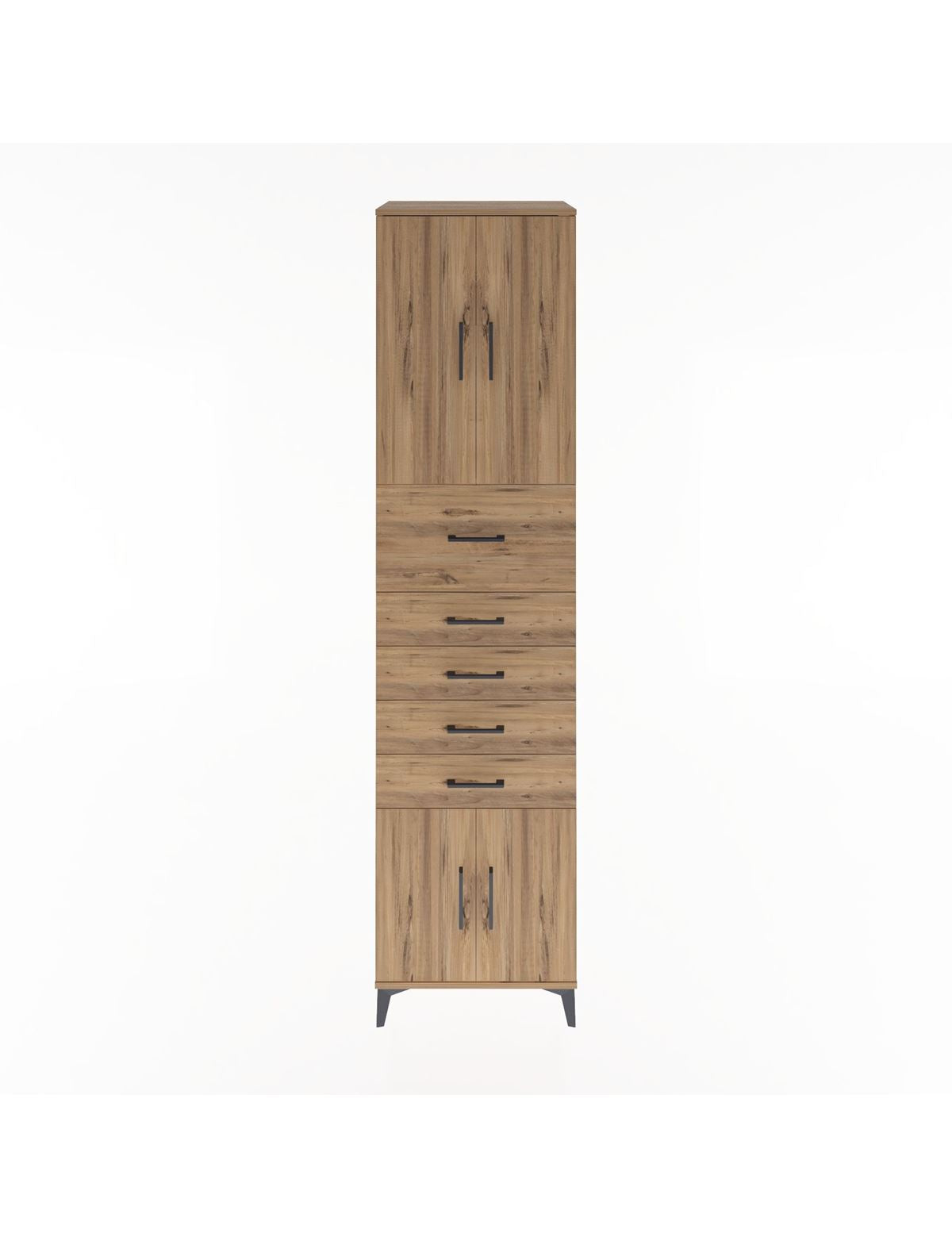 Hyperion Dolap 2 Raflı 5 Çekmeceli 4 Kapaklı 60x44x243 Çam-Çam