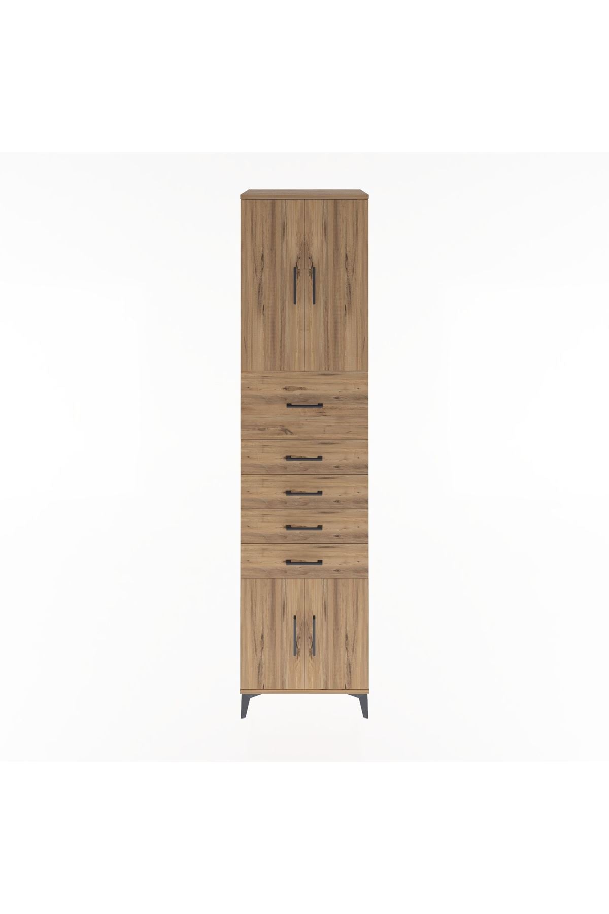 Hyperion Dolap 2 Raflı 5 Çekmeceli 4 Kapaklı 60x44x243 Çam-Çam