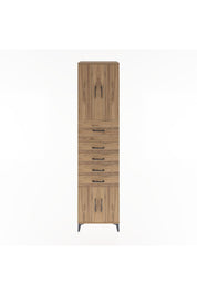Hyperion Dolap 2 Raflı 5 Çekmeceli 4 Kapaklı 60x44x243 Çam-Çam