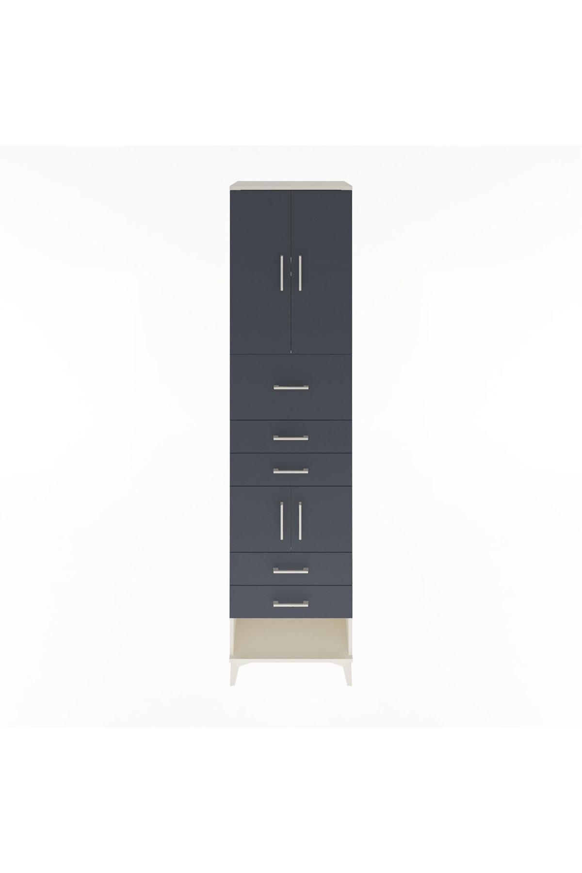 Hyperion Dolap 3 Raflı 5 Çekmeceli 4 Kapaklı 60x44x243 Aytaşı-Antrasit