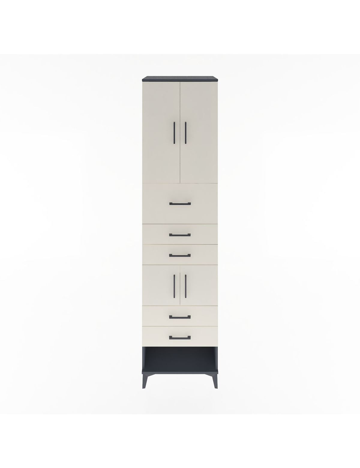 Hyperion Dolap 3 Raflı 5 Çekmeceli 4 Kapaklı 60x44x243 Antrasit-Aytaşı