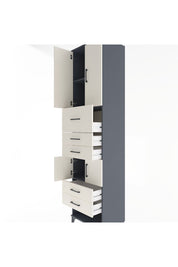 Hyperion Dolap 3 Raflı 5 Çekmeceli 4 Kapaklı 60x44x243 Antrasit-Aytaşı