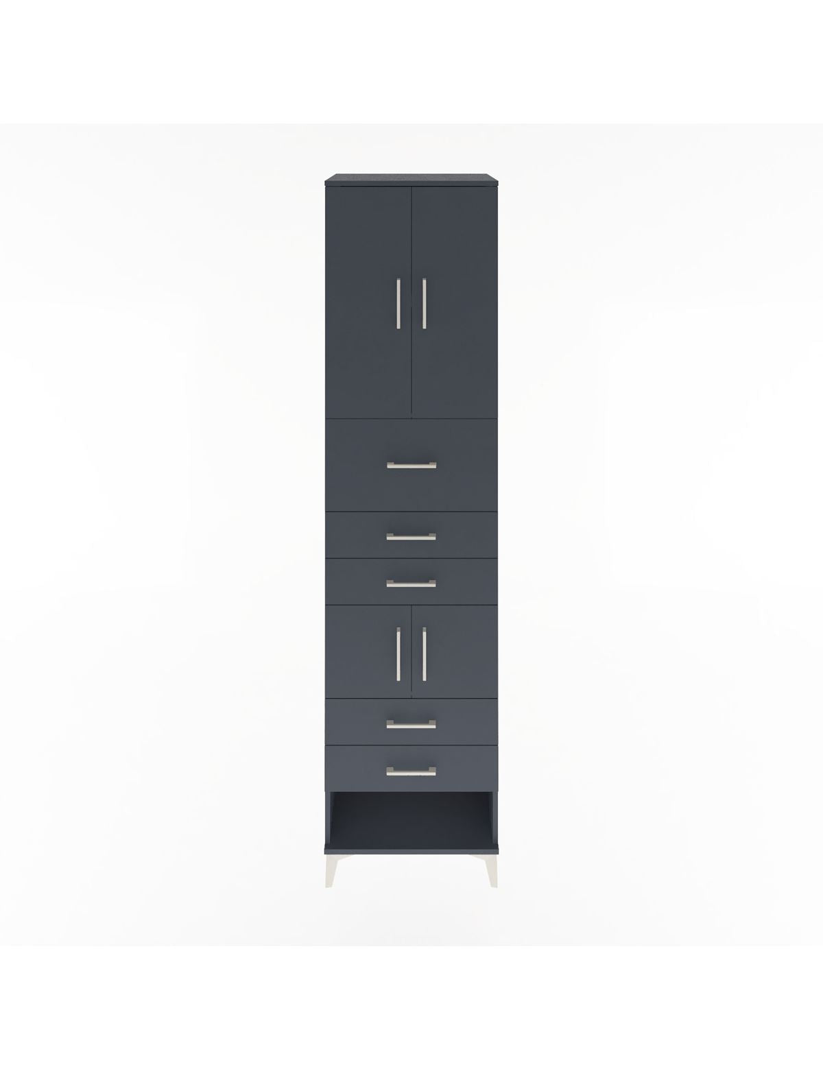 Hyperion Dolap 3 Raflı 5 Çekmeceli 4 Kapaklı 60x44x243 Antrasit-Antrasit