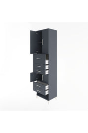 Hyperion Dolap 3 Raflı 5 Çekmeceli 4 Kapaklı 60x44x243 Antrasit-Antrasit