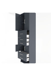 Hyperion Dolap 3 Raflı 5 Çekmeceli 4 Kapaklı 60x44x243 Antrasit-Antrasit