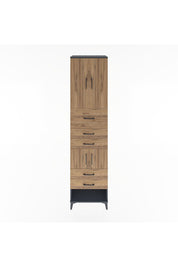 Hyperion Dolap 3 Raflı 5 Çekmeceli 4 Kapaklı 60x44x243 Antrasit-Çam