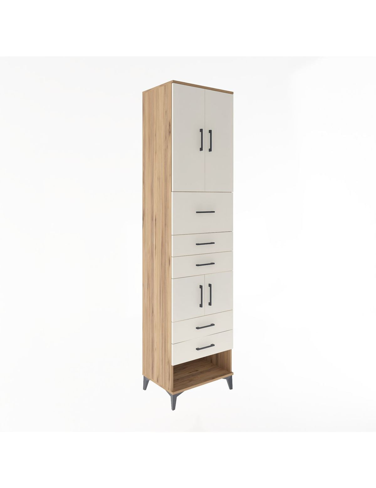 Hyperion Dolap 3 Raflı 5 Çekmeceli 4 Kapaklı 60x44x243 Çam-Aytaşı