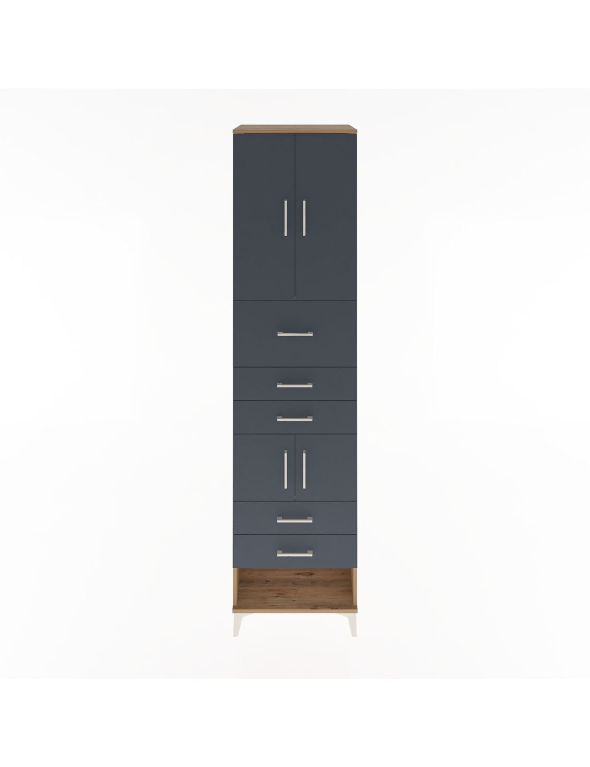 Hyperion Dolap 3 Raflı 5 Çekmeceli 4 Kapaklı 60x44x243 Çam-Antrasit