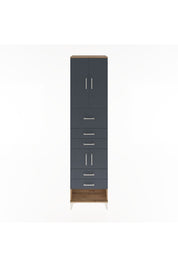 Hyperion Dolap 3 Raflı 5 Çekmeceli 4 Kapaklı 60x44x243 Çam-Antrasit