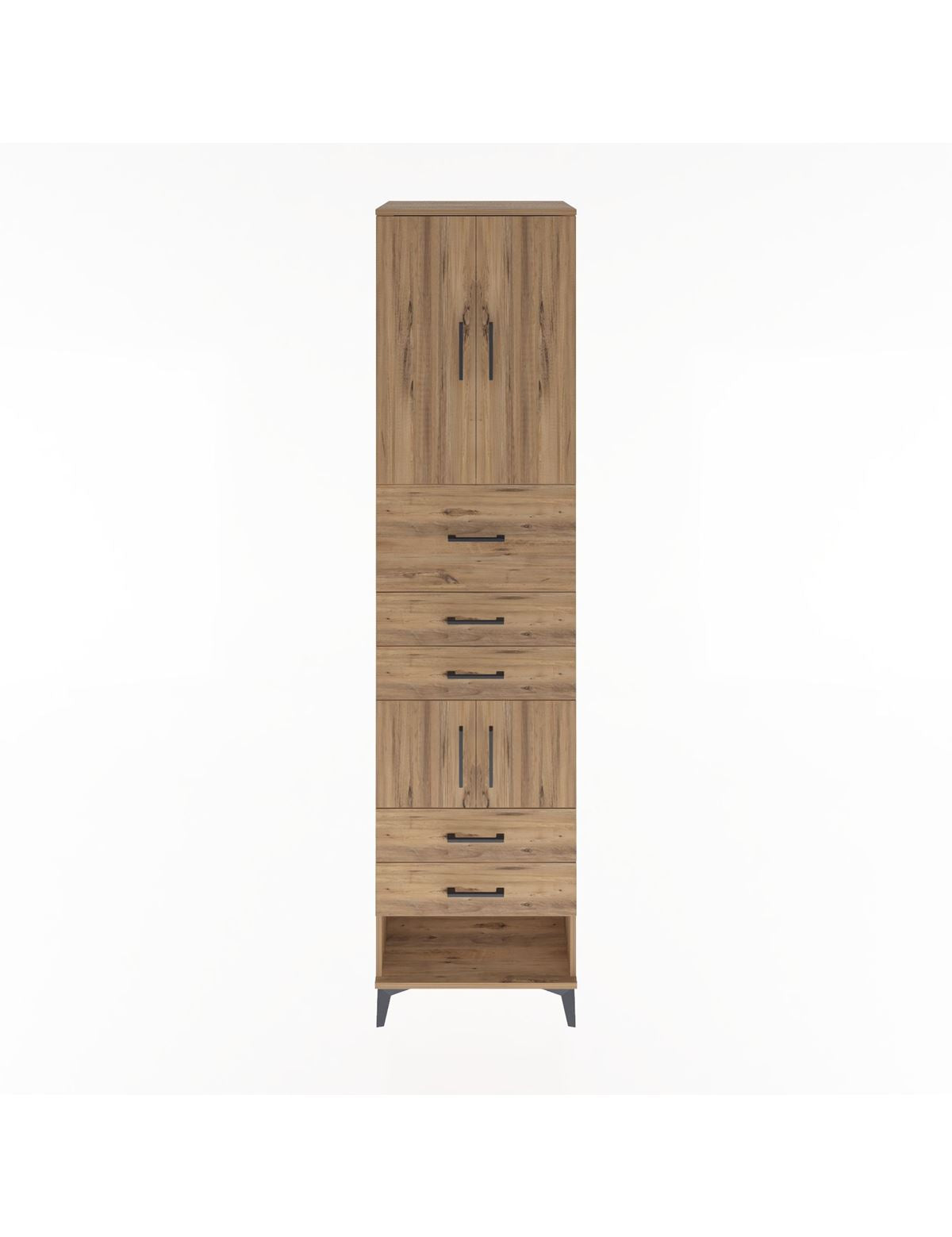 Hyperion Dolap 3 Raflı 5 Çekmeceli 4 Kapaklı 60x44x243 Çam-Çam