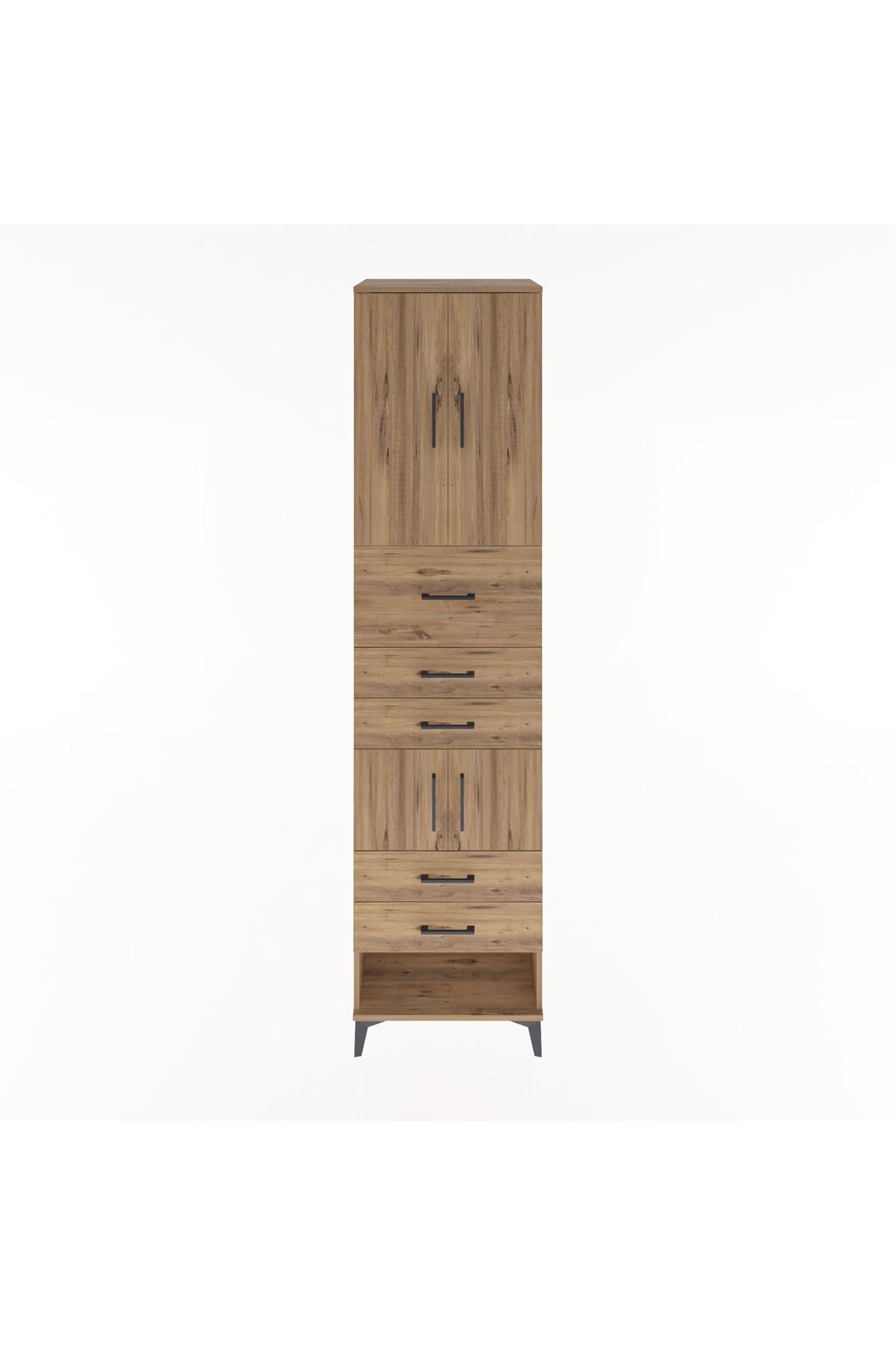 Hyperion Dolap 3 Raflı 5 Çekmeceli 4 Kapaklı 60x44x243 Çam-Çam