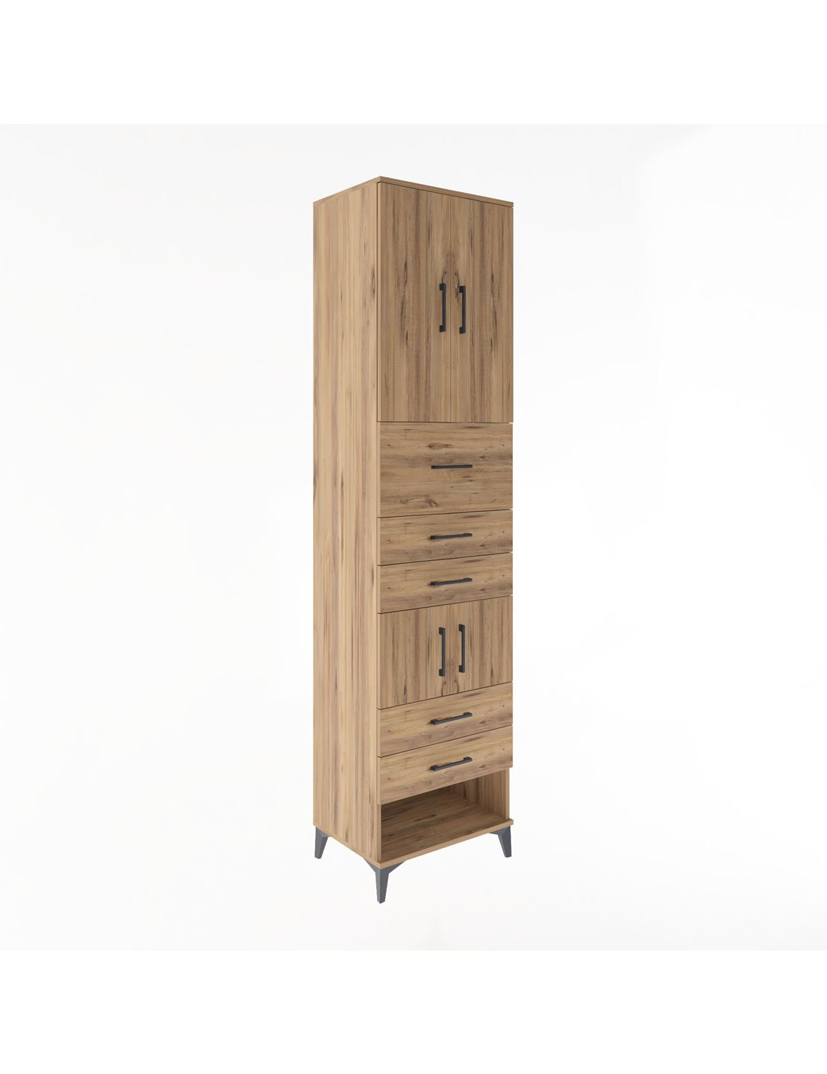 Hyperion Dolap 3 Raflı 5 Çekmeceli 4 Kapaklı 60x44x243 Çam-Çam