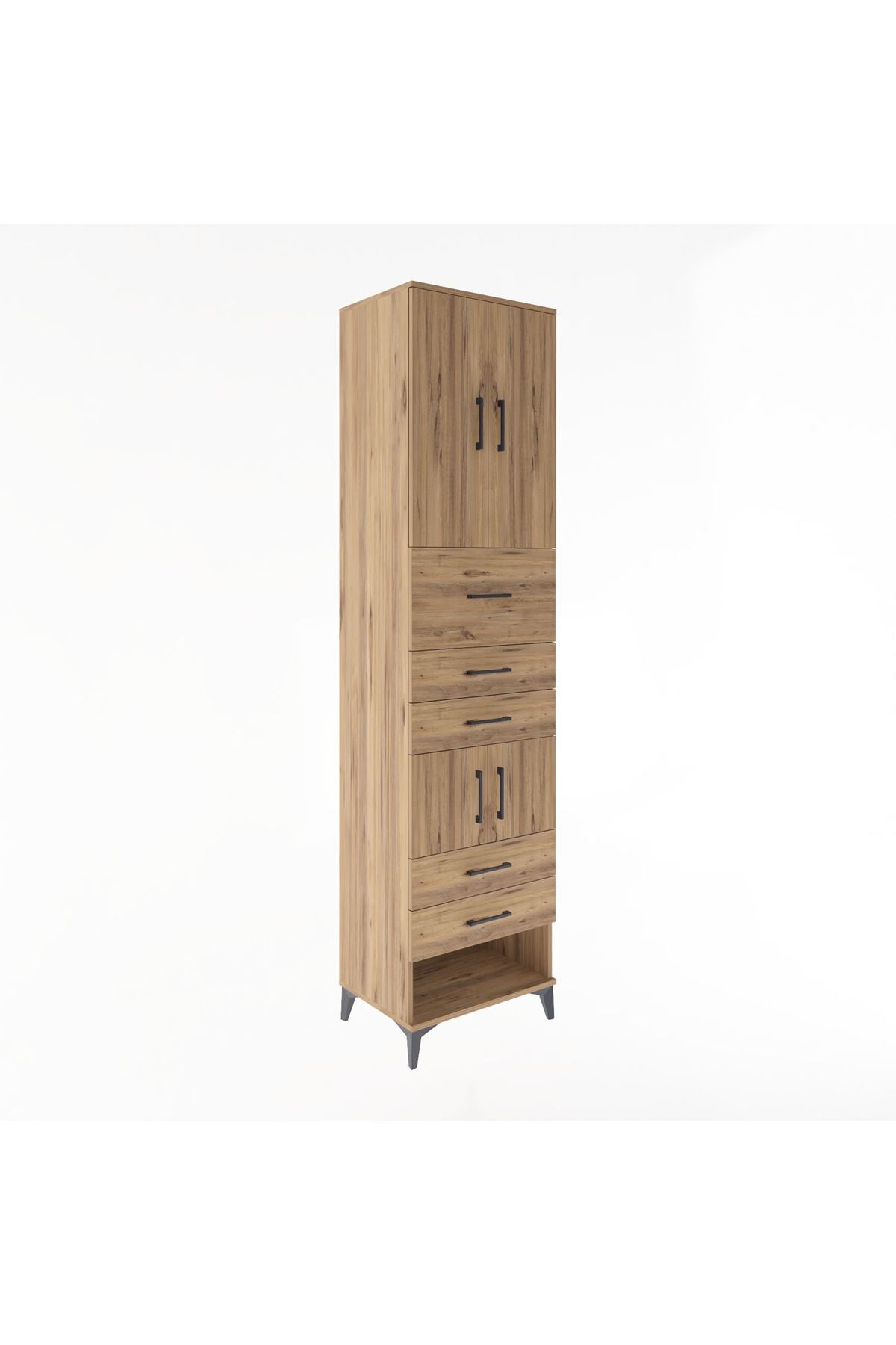 Hyperion Dolap 3 Raflı 5 Çekmeceli 4 Kapaklı 60x44x243 Çam-Çam