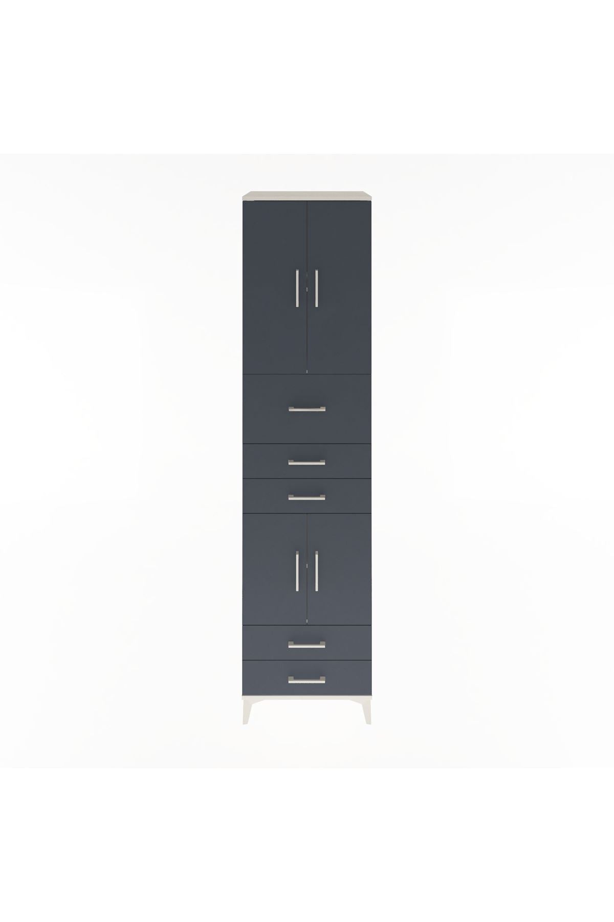 Hyperion Dolap 4 Raflı 5 Çekmeceli 4 Kapaklı 60x44x243 Aytaşı-Antrasit