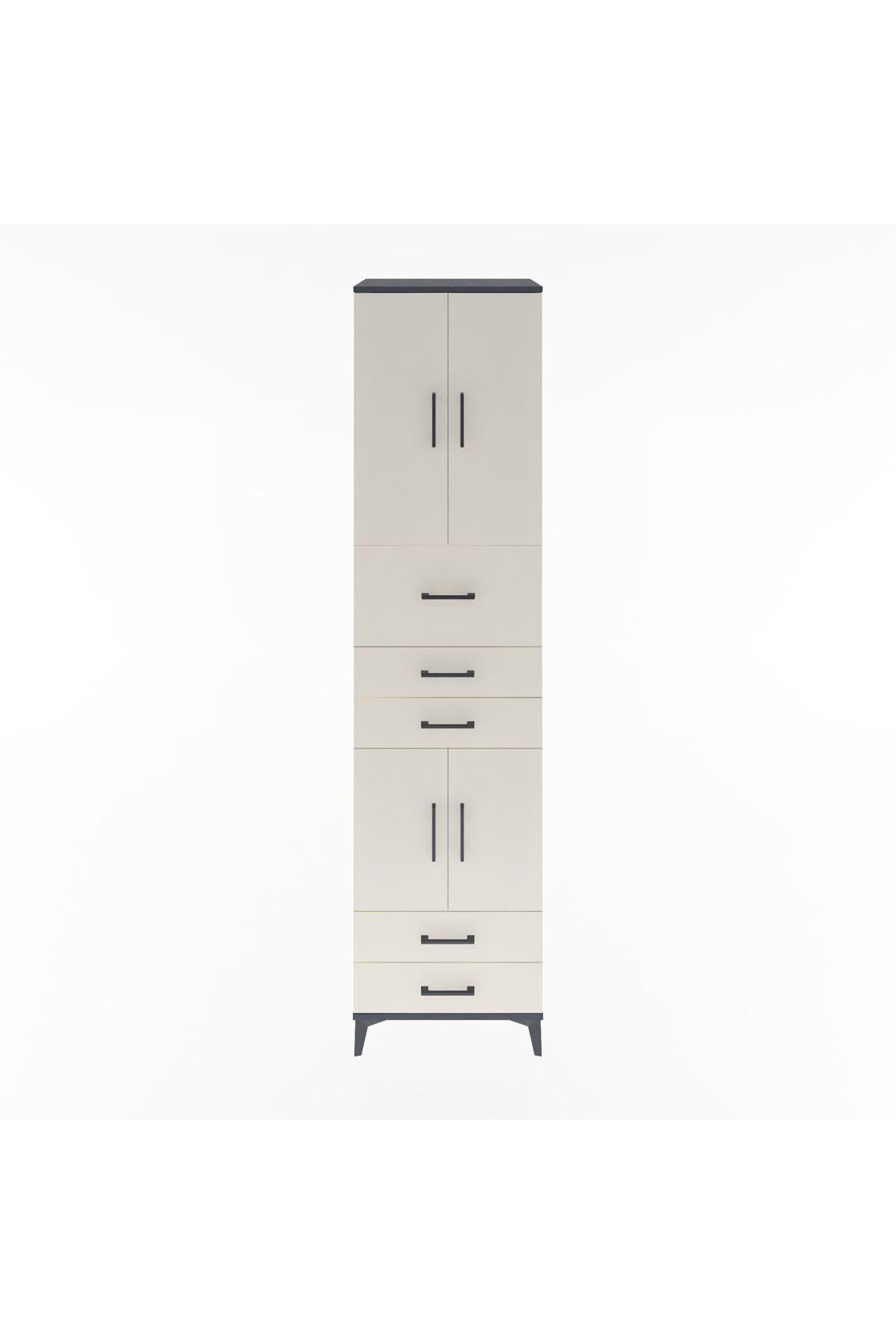 Hyperion Dolap 4 Raflı 5 Çekmeceli 4 Kapaklı 60x44x243 Antrasit-Aytaşı