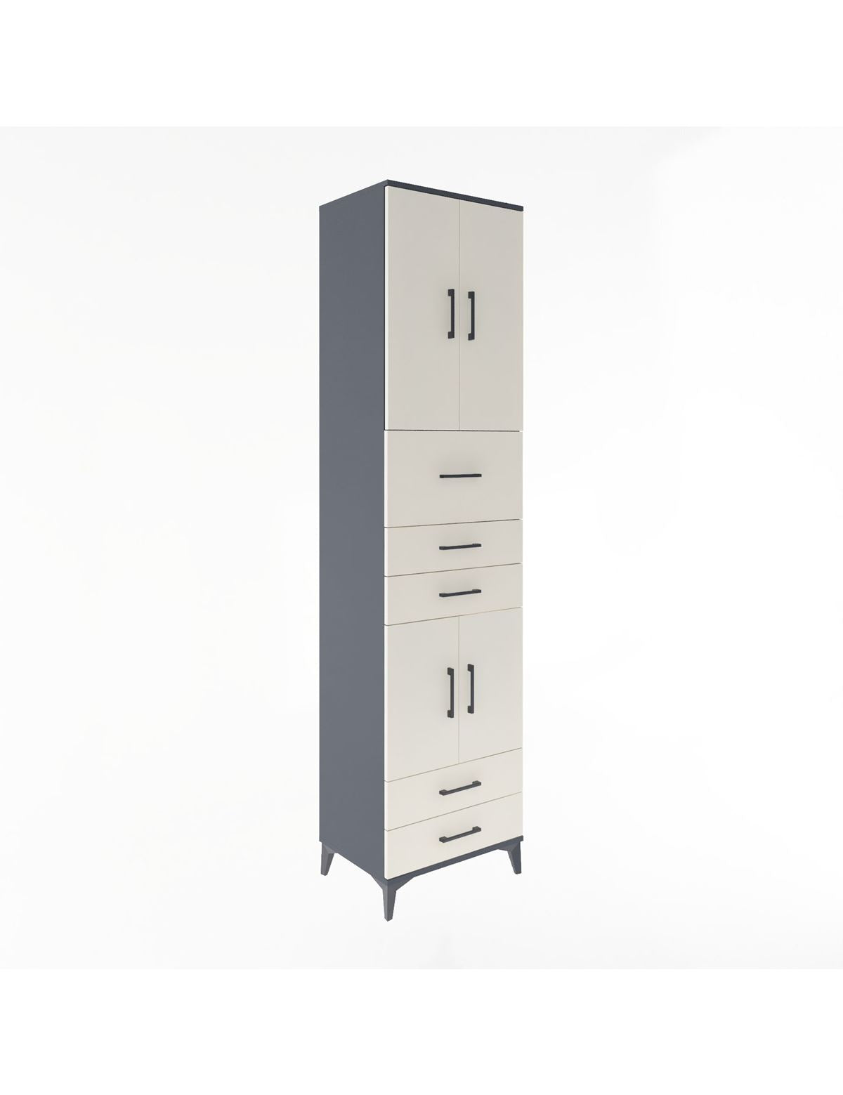 Hyperion Dolap 4 Raflı 5 Çekmeceli 4 Kapaklı 60x44x243 Antrasit-Aytaşı