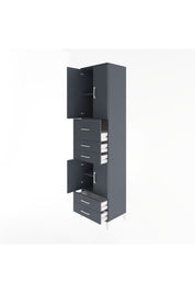 Hyperion Dolap 4 Raflı 5 Çekmeceli 4 Kapaklı 60x44x243 Antrasit-Antrasit