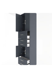 Hyperion Dolap 4 Raflı 5 Çekmeceli 4 Kapaklı 60x44x243 Antrasit-Antrasit