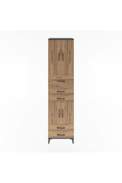 Hyperion Dolap 4 Raflı 5 Çekmeceli 4 Kapaklı 60x44x243 Antrasit-Çam