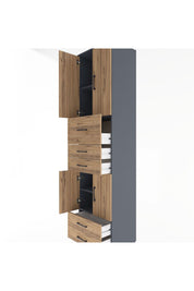 Hyperion Dolap 4 Raflı 5 Çekmeceli 4 Kapaklı 60x44x243 Antrasit-Çam