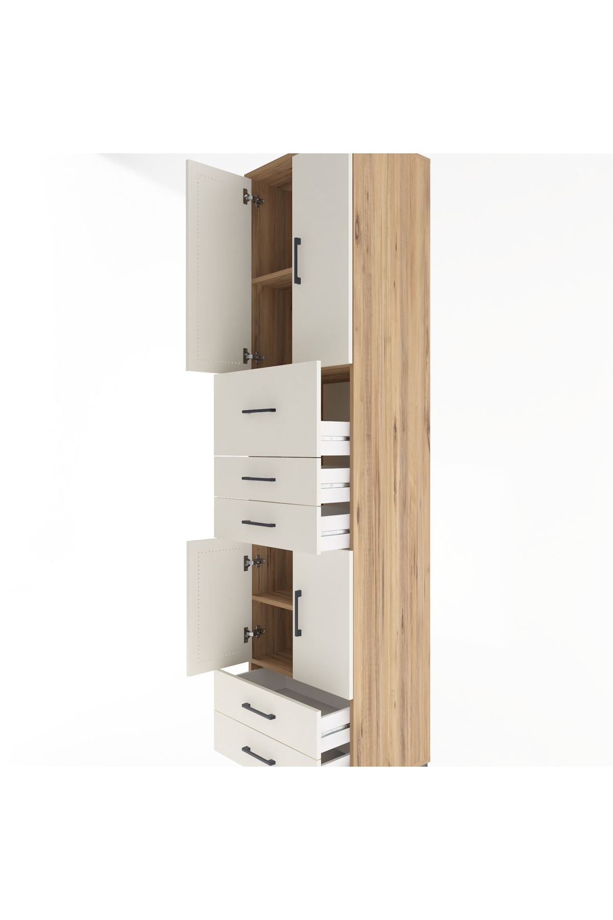 Hyperion Dolap 4 Raflı 5 Çekmeceli 4 Kapaklı 60x44x243 Çam-Aytaşı