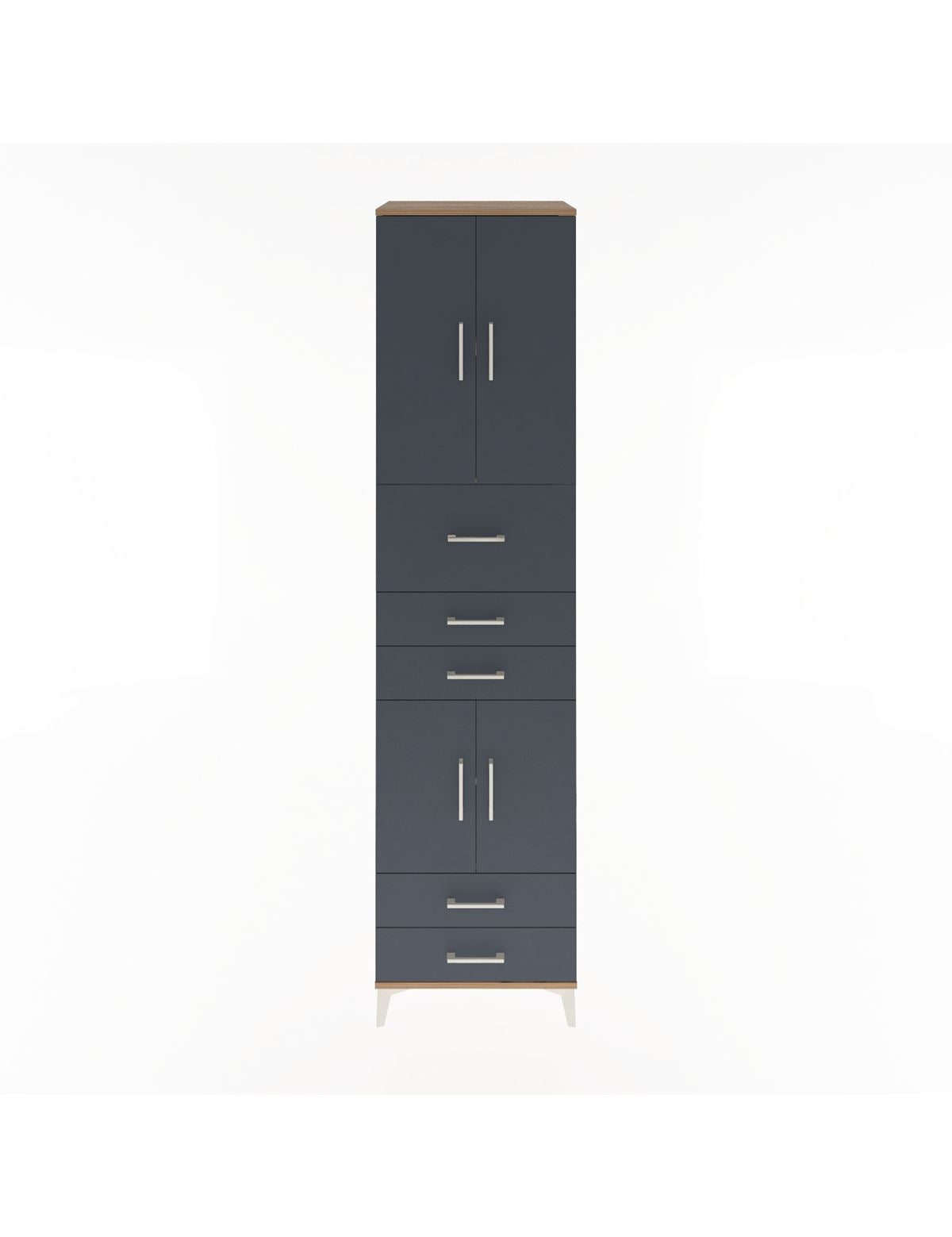 Hyperion Dolap 4 Raflı 5 Çekmeceli 4 Kapaklı 60x44x243 Çam-Antrasit