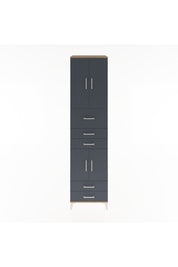 Hyperion Dolap 4 Raflı 5 Çekmeceli 4 Kapaklı 60x44x243 Çam-Antrasit