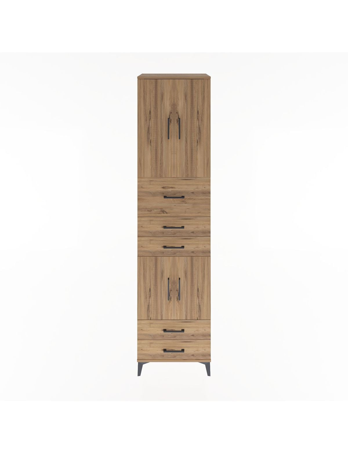 Hyperion Dolap 4 Raflı 5 Çekmeceli 4 Kapaklı 60x44x243 Çam-Çam