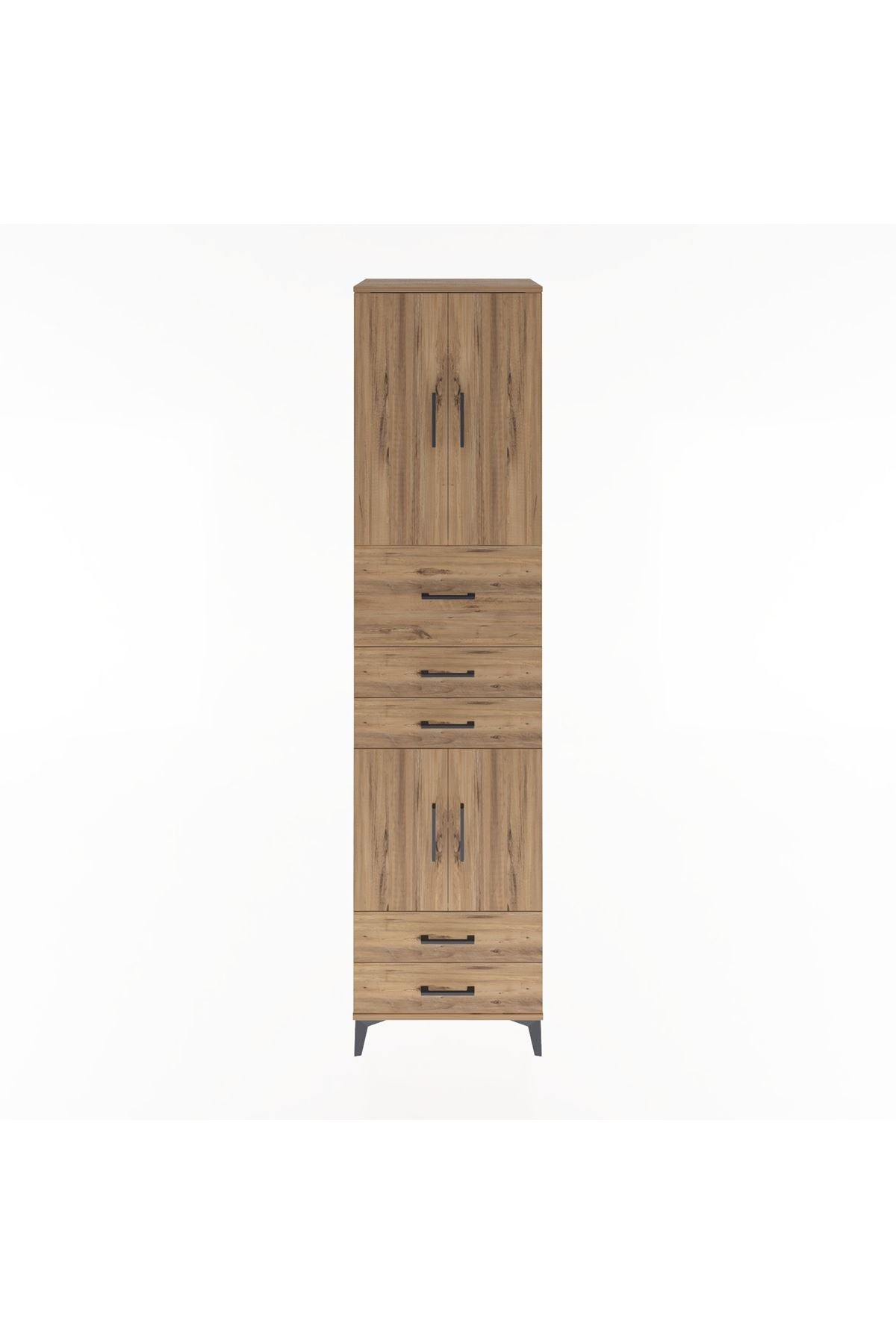 Hyperion Dolap 4 Raflı 5 Çekmeceli 4 Kapaklı 60x44x243 Çam-Çam