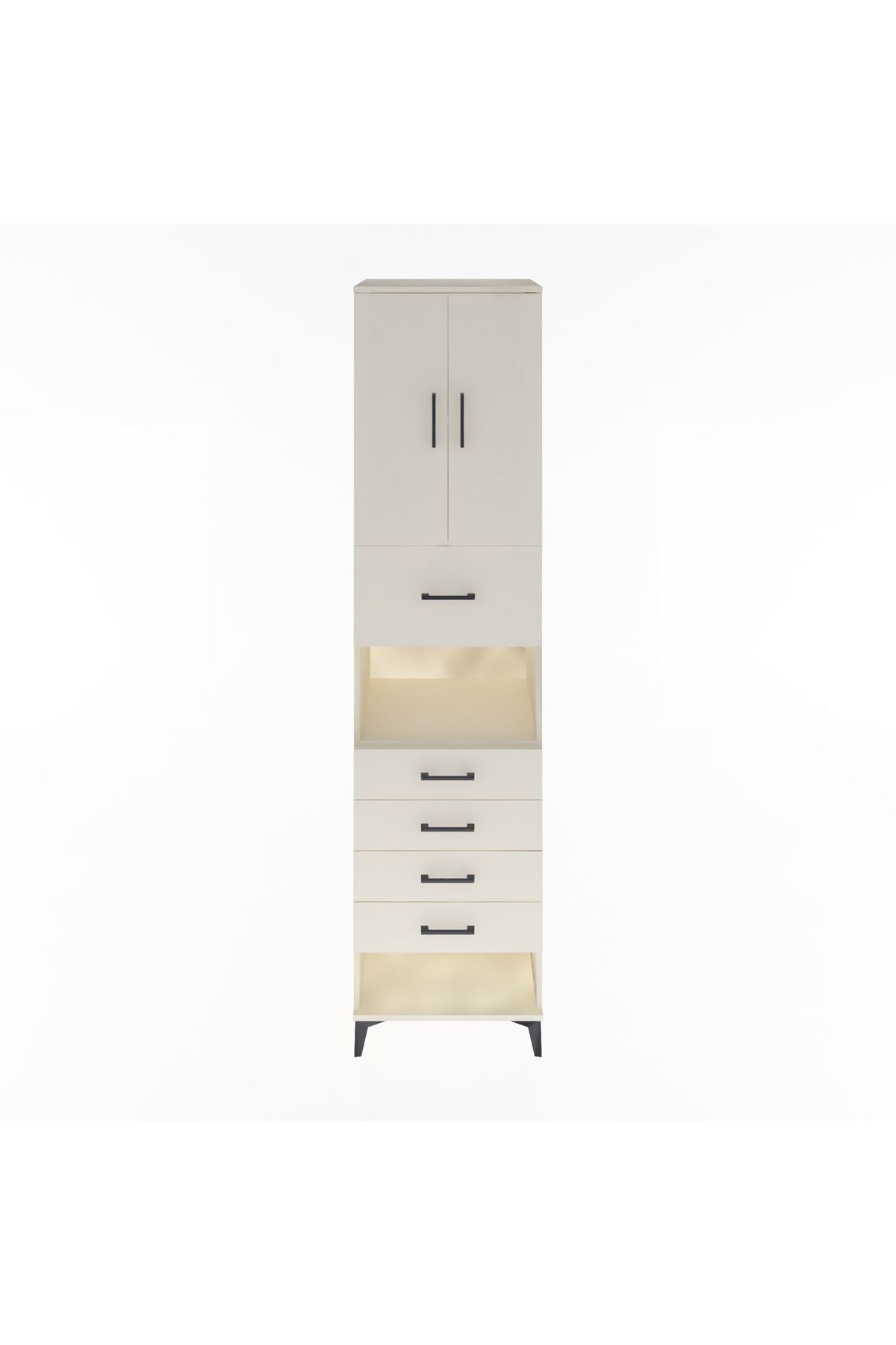 Hyperion Dolap 3 Raflı 5 Çekmeceli 2 Kapaklı 60x44x243 - S65M043V1B
