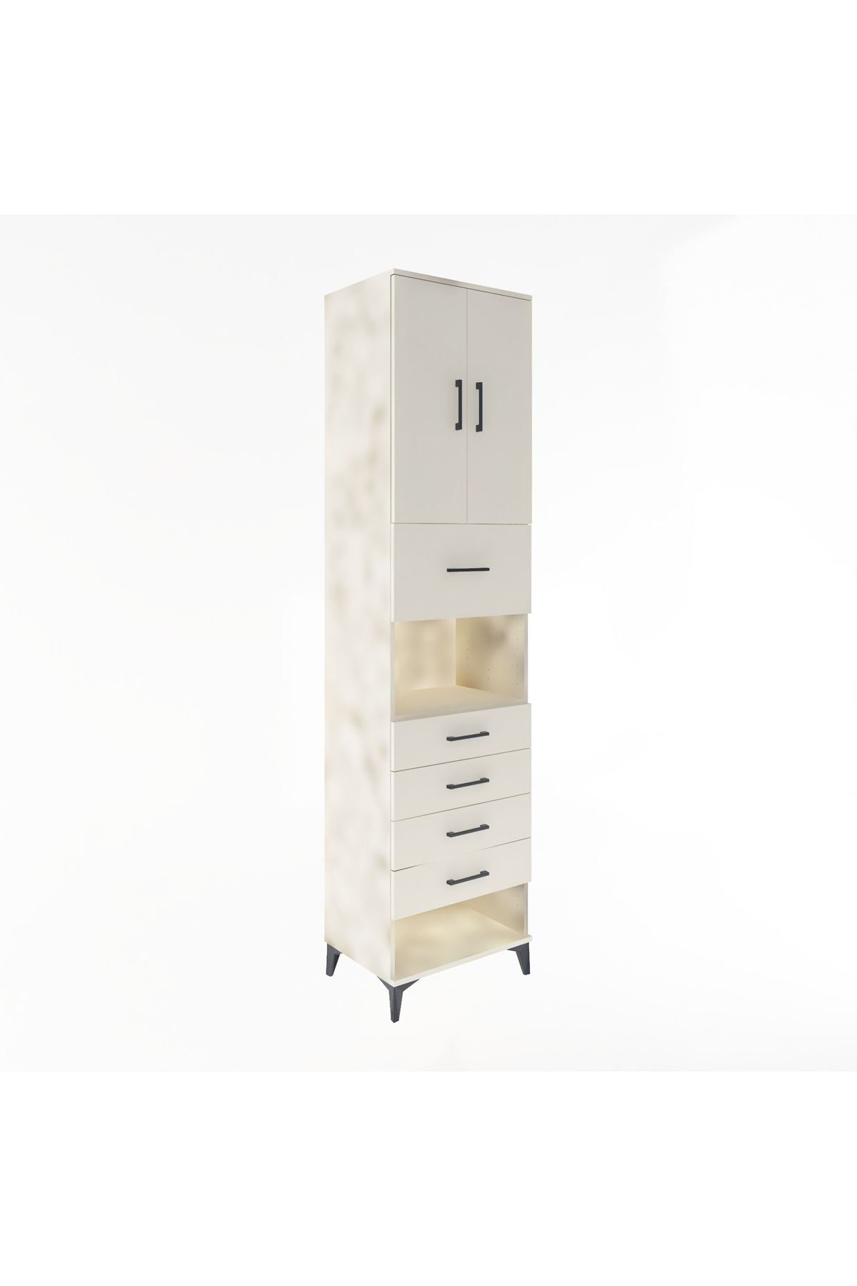 Hyperion Dolap 3 Raflı 5 Çekmeceli 2 Kapaklı 60x44x243 Aytaşı-Aytaşı