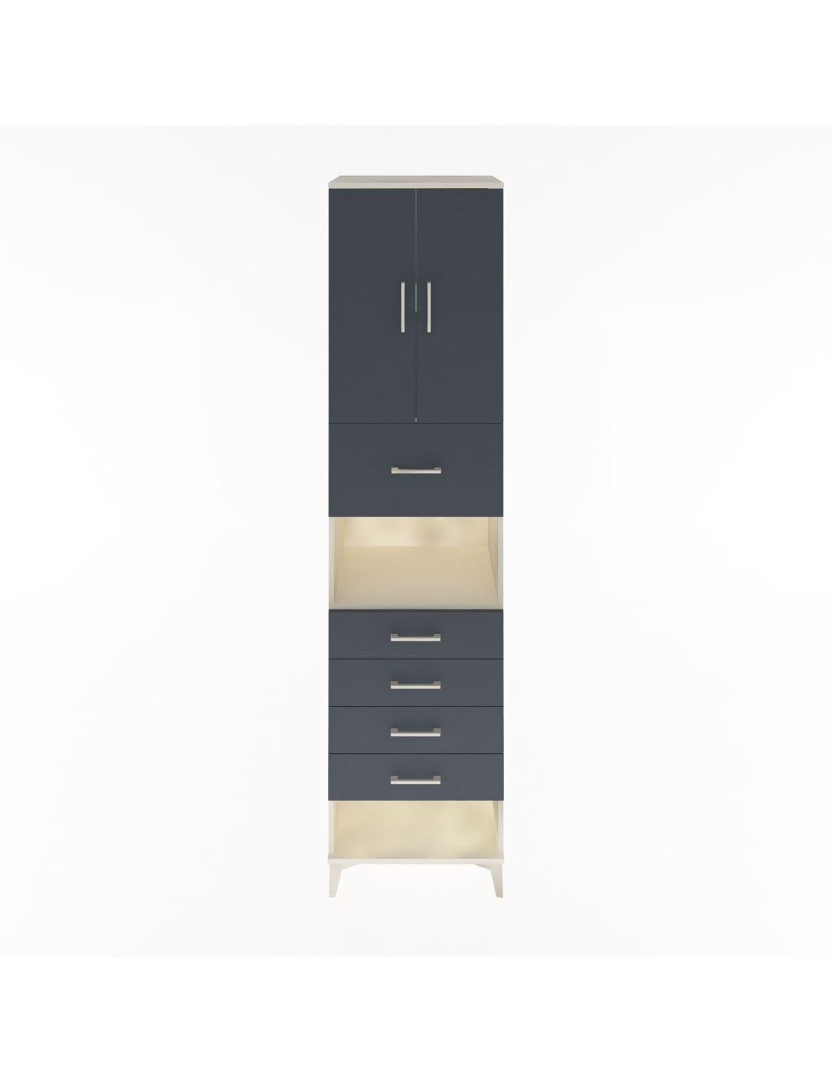 Hyperion Dolap 3 Raflı 5 Çekmeceli 2 Kapaklı 60x44x243 Aytaşı-Antrasit