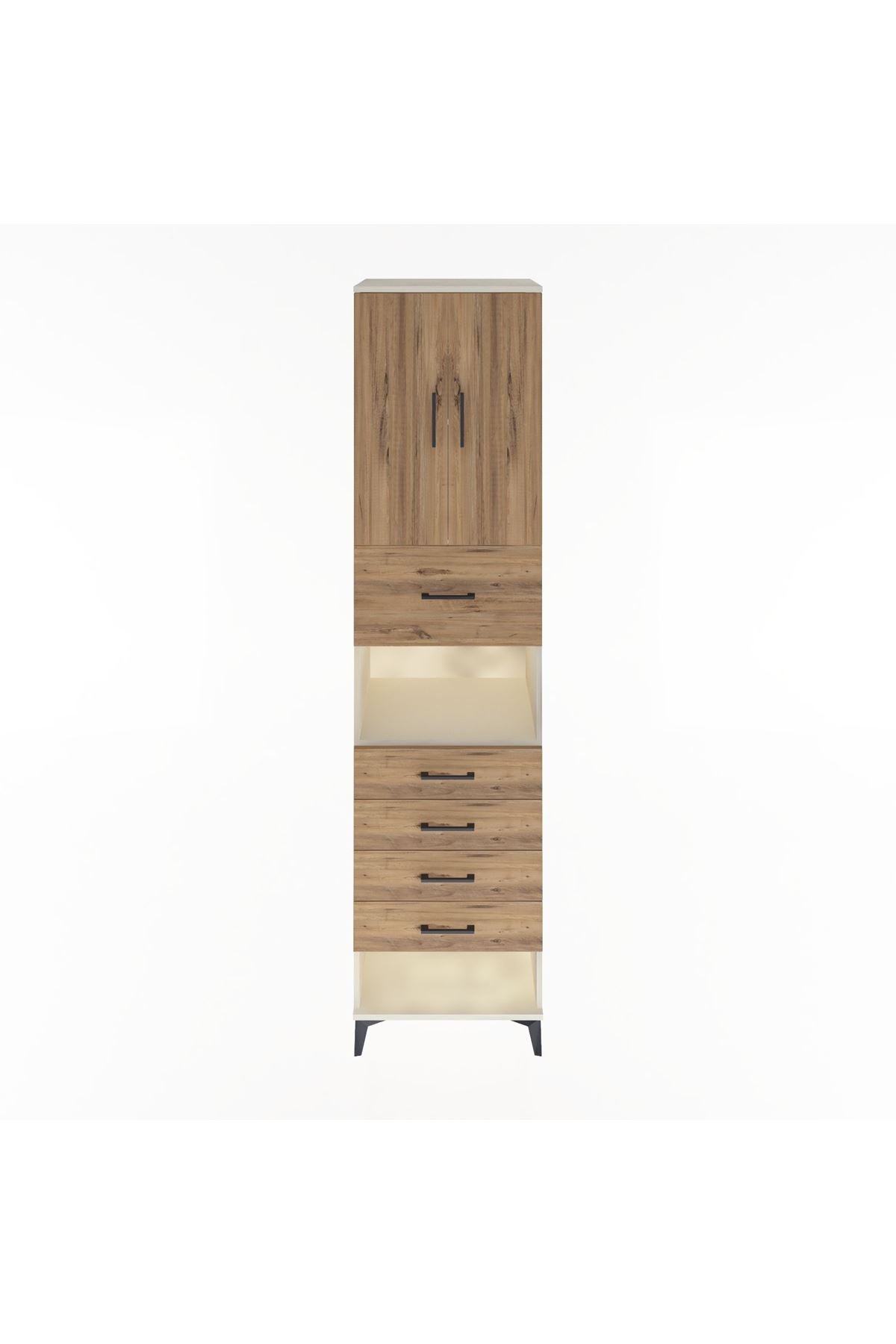 Hyperion Dolap 3 Raflı 5 Çekmeceli 2 Kapaklı 60x44x243 Aytaşı-Çam