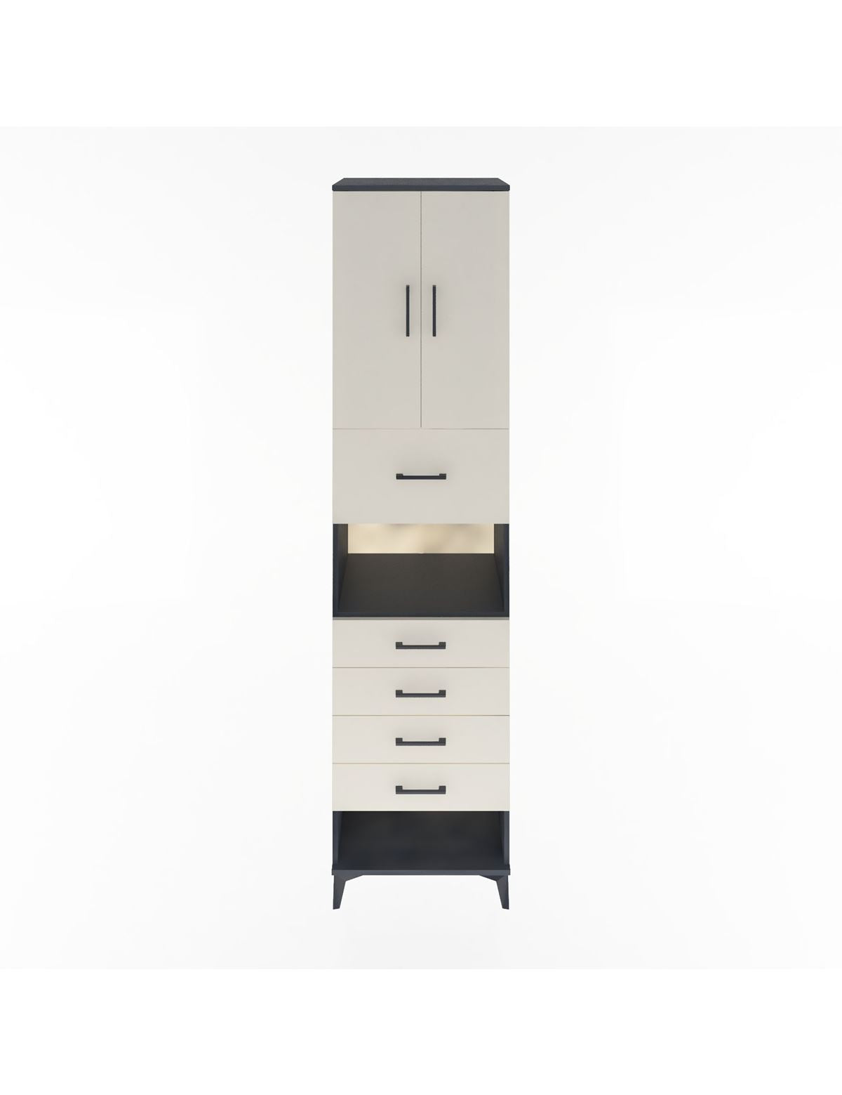 Hyperion Dolap 3 Raflı 5 Çekmeceli 2 Kapaklı 60x44x243 Antrasit-Aytaşı