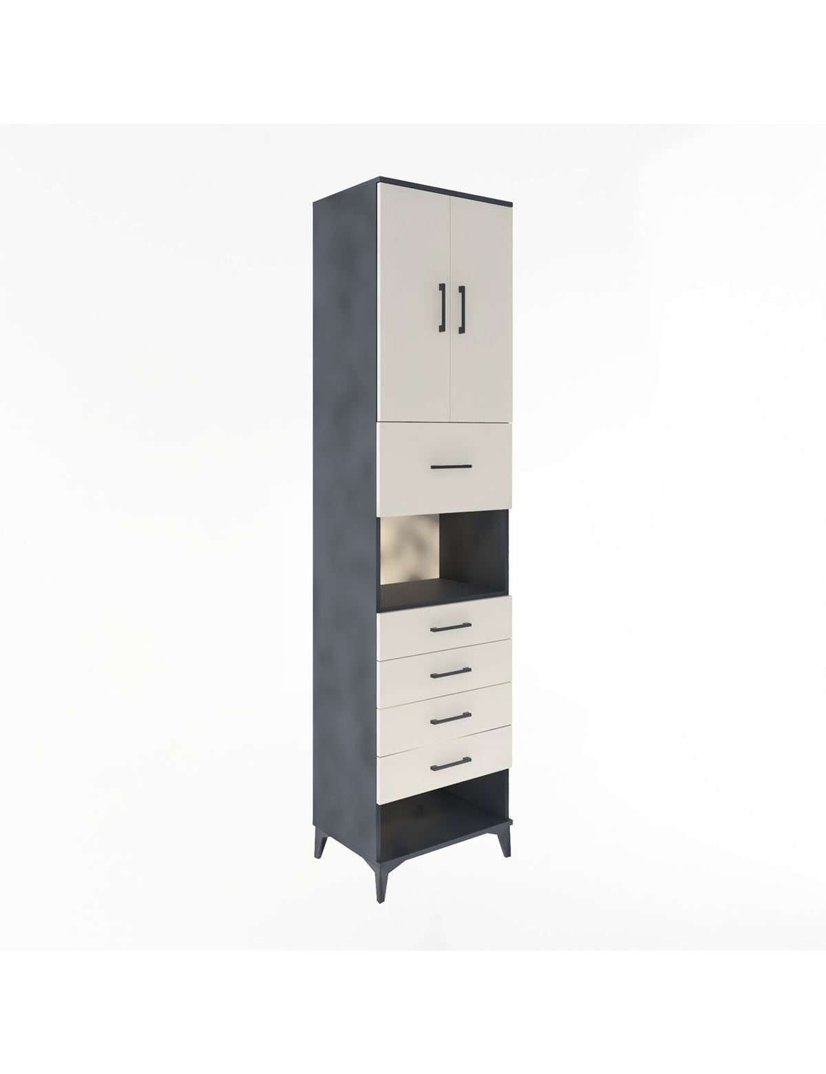 Hyperion Dolap 3 Raflı 5 Çekmeceli 2 Kapaklı 60x44x243 Antrasit-Aytaşı