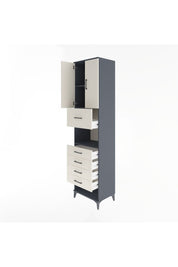 Hyperion Dolap 3 Raflı 5 Çekmeceli 2 Kapaklı 60x44x243 Antrasit-Aytaşı