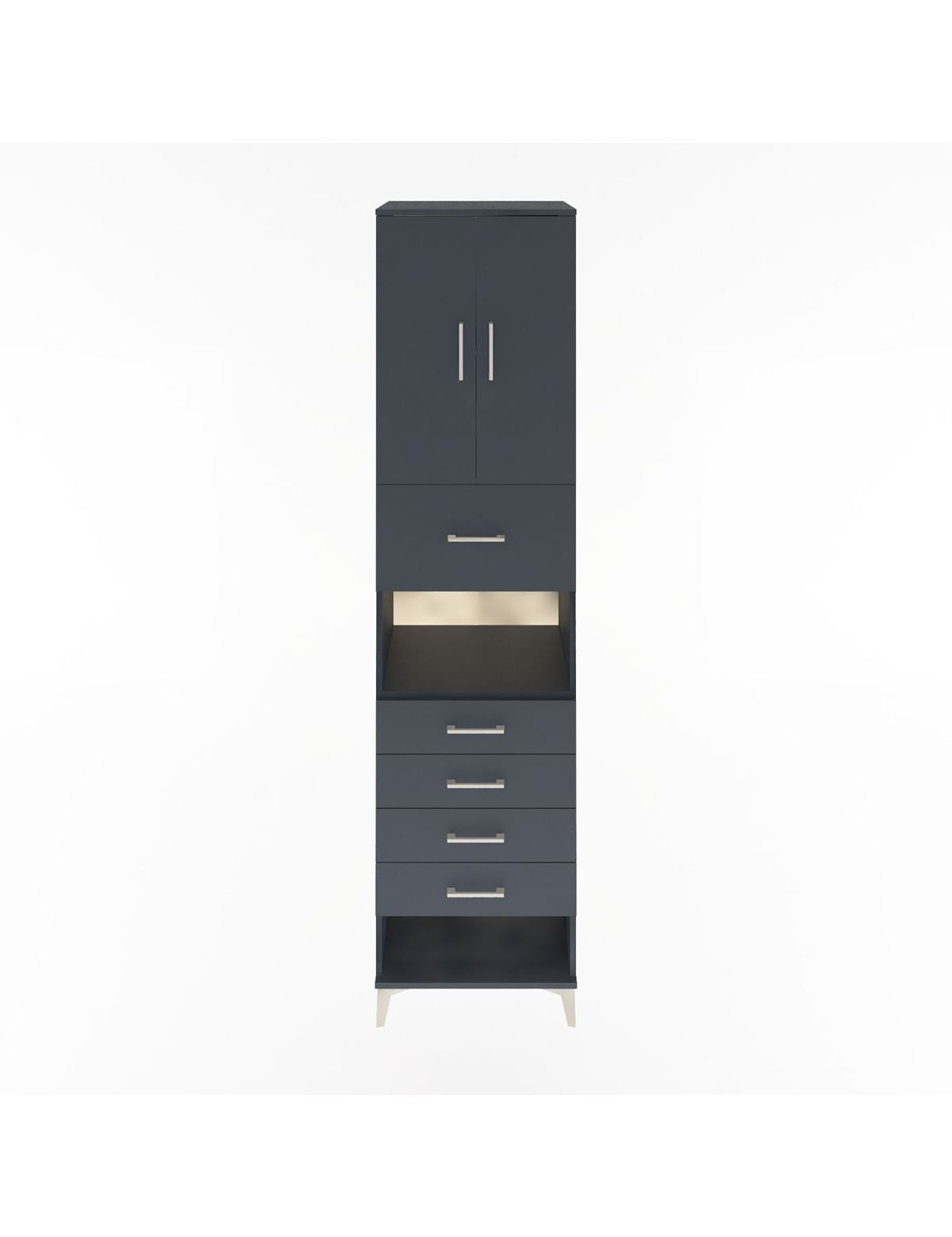 Hyperion Dolap 3 Raflı 5 Çekmeceli 2 Kapaklı 60x44x243 Antrasit-Antrasit