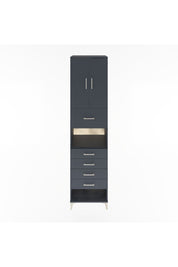 Hyperion Dolap 3 Raflı 5 Çekmeceli 2 Kapaklı 60x44x243 Antrasit-Antrasit