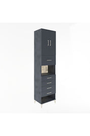 Hyperion Dolap 3 Raflı 5 Çekmeceli 2 Kapaklı 60x44x243 Antrasit-Antrasit