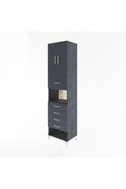 Hyperion Dolap 3 Raflı 5 Çekmeceli 2 Kapaklı 60x44x243 Antrasit-Antrasit