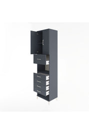 Hyperion Dolap 3 Raflı 5 Çekmeceli 2 Kapaklı 60x44x243 Antrasit-Antrasit