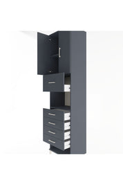 Hyperion Dolap 3 Raflı 5 Çekmeceli 2 Kapaklı 60x44x243 Antrasit-Antrasit